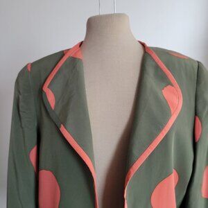 David Hayes (SFA) Nights Orange & Green Women’s 100% Silk Jacket (Size: 8)